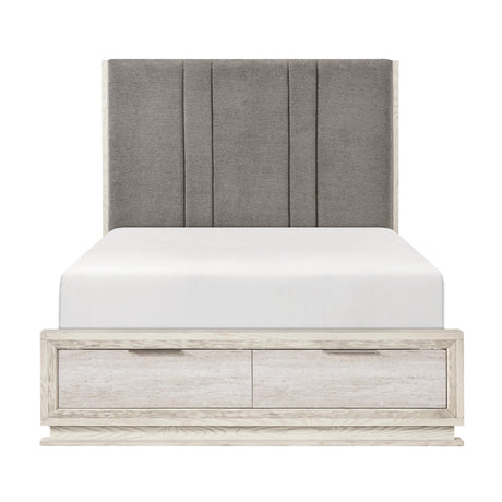 Noctis White/Light Gray California King Led Storage Platform Bed by Homelegance at Eve Furniture