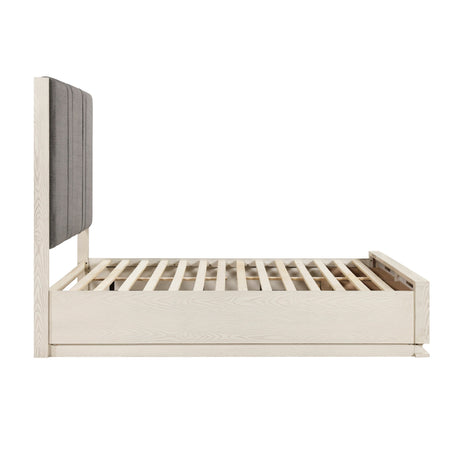 Noctis White/Light Gray California King Led Storage Platform Bed by Homelegance at Eve Furniture