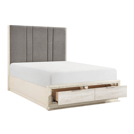 Noctis White/Light Gray California King Led Storage Platform Bed by Homelegance at Eve Furniture