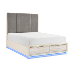 Noctis White/Light Gray California King Led Storage Platform Bed by Homelegance at Eve Furniture