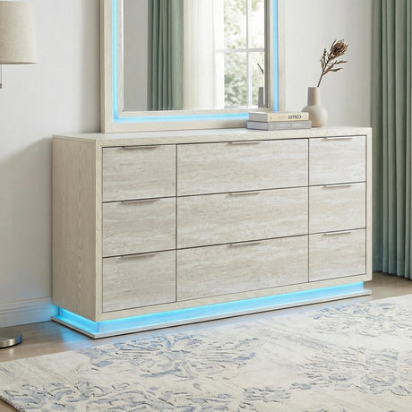 Noctis White/Light Gray Dresser by Homelegance at Eve Furniture