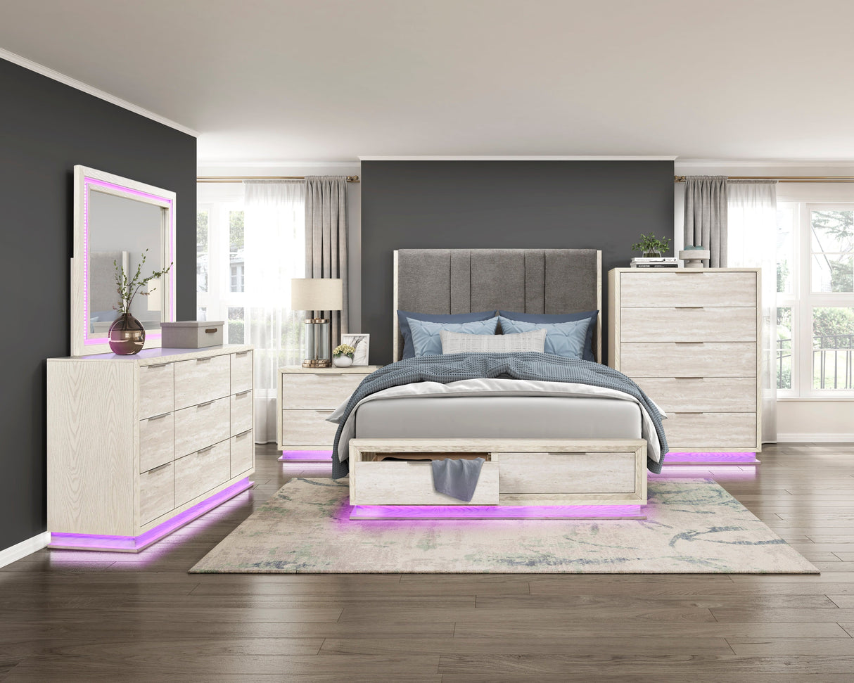 Noctis White/Light Gray Night Stand by Homelegance at Eve Furniture