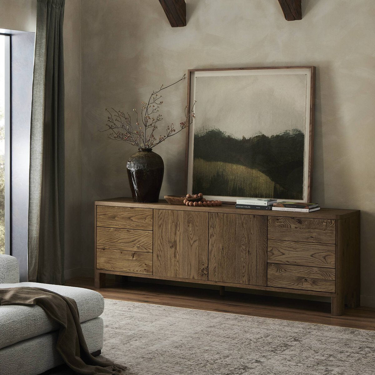 Noeline Media Console - Resawn Worn Oak by Moe's Home at Eve Furniture