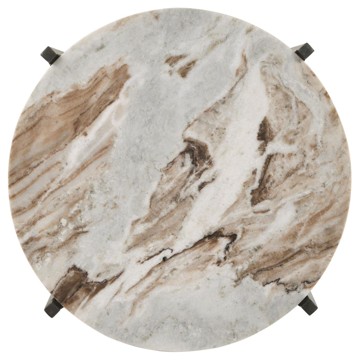 Malthe White Marble/Antique Gold Round Accent Table