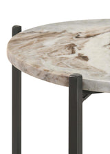 Malthe White Marble/Antique Gold Round Accent Table