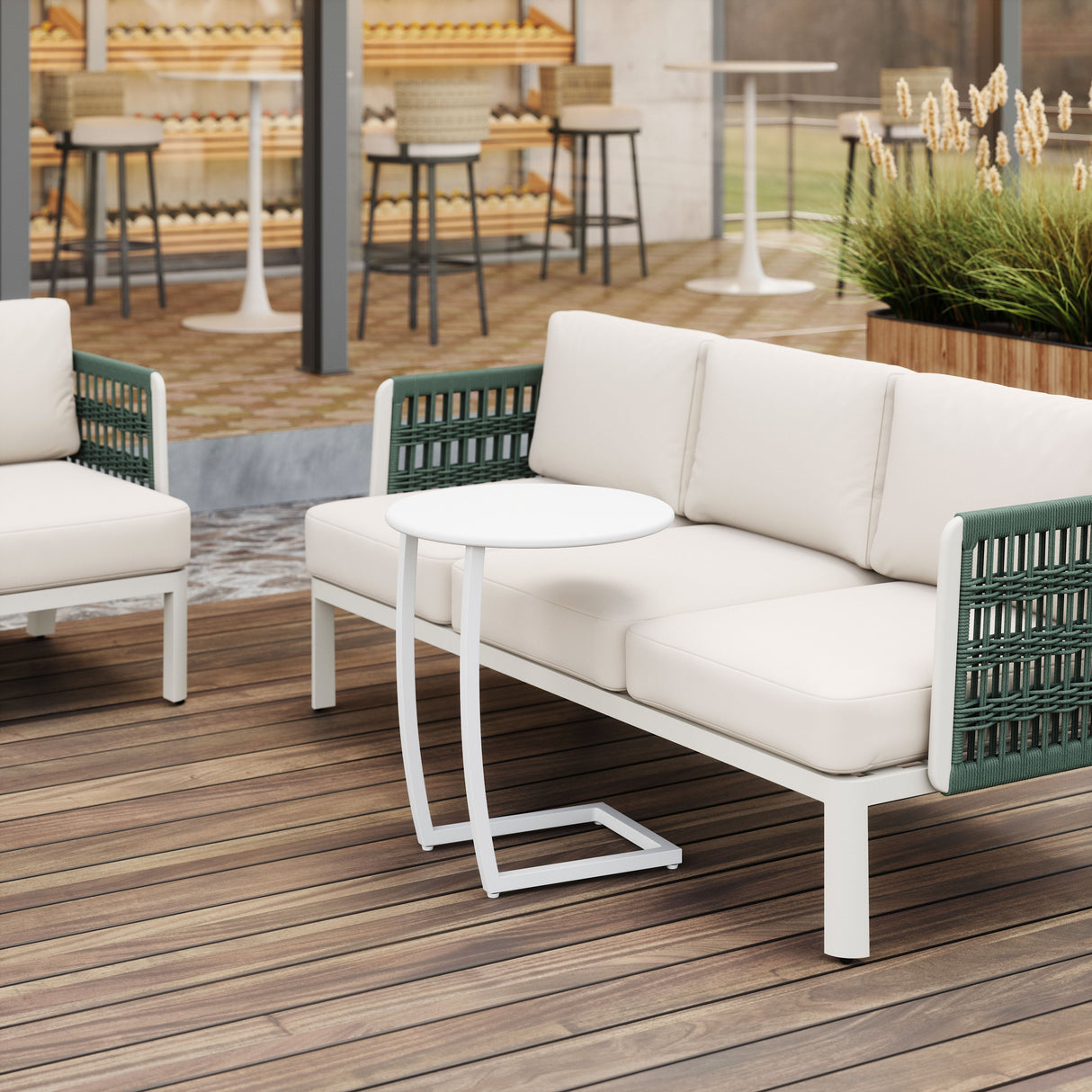 Noga White Outdoor End Table by Zuomod at Eve Furniture