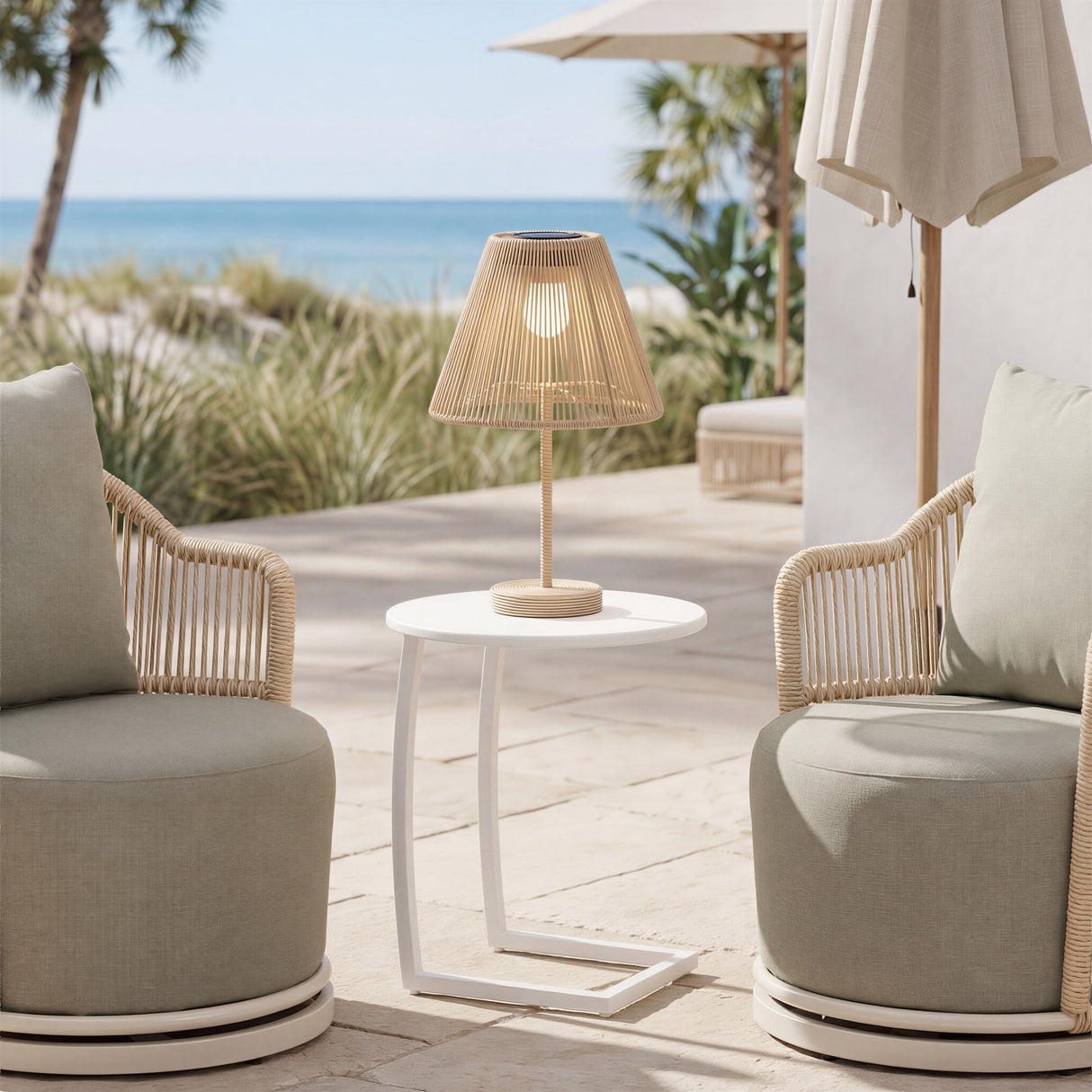 Noga White Outdoor End Table by Zuomod at Eve Furniture