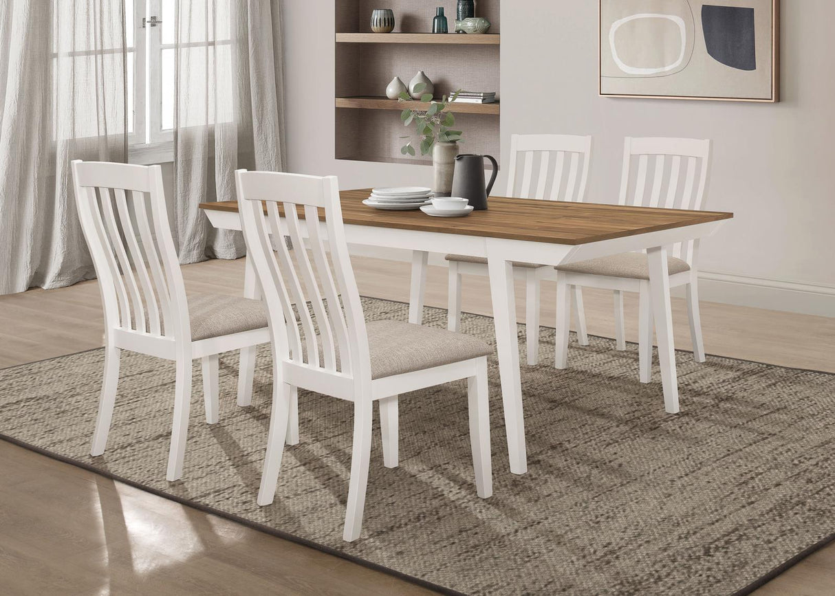 Nogales Natural Acacia/Off White 5-Piece Rectangular Dining Set