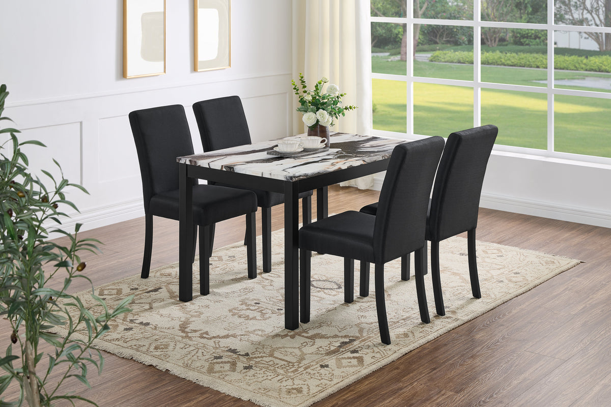 Noir Black/White 5-Piece Dining Room Set by New Era Innovations at Eve Furniture