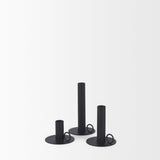 Noir Matte Black Metal Candle Holders (Set of 3) by Mercana at Eve Furniture