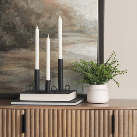 Noir Matte Black Metal Candle Holders (Set of 3) by Mercana at Eve Furniture