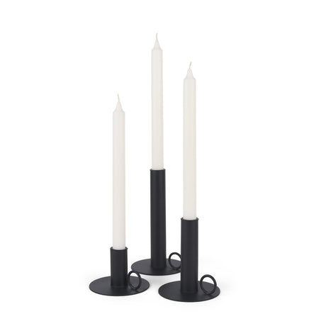 Noir Matte Black Metal Candle Holders (Set of 3) by Mercana at Eve Furniture