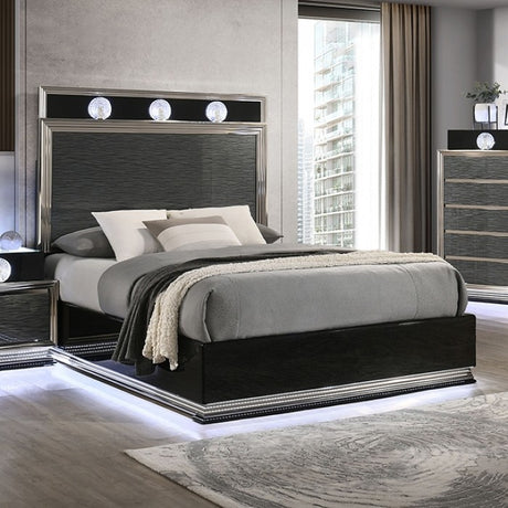Noire Charcoal Gray/Black 4-Piece Queen Bedroom Set by Furniture of America at Eve Furniture