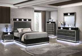Noire Charcoal Gray/Black 4-Piece Queen Bedroom Set by Furniture of America at Eve Furniture