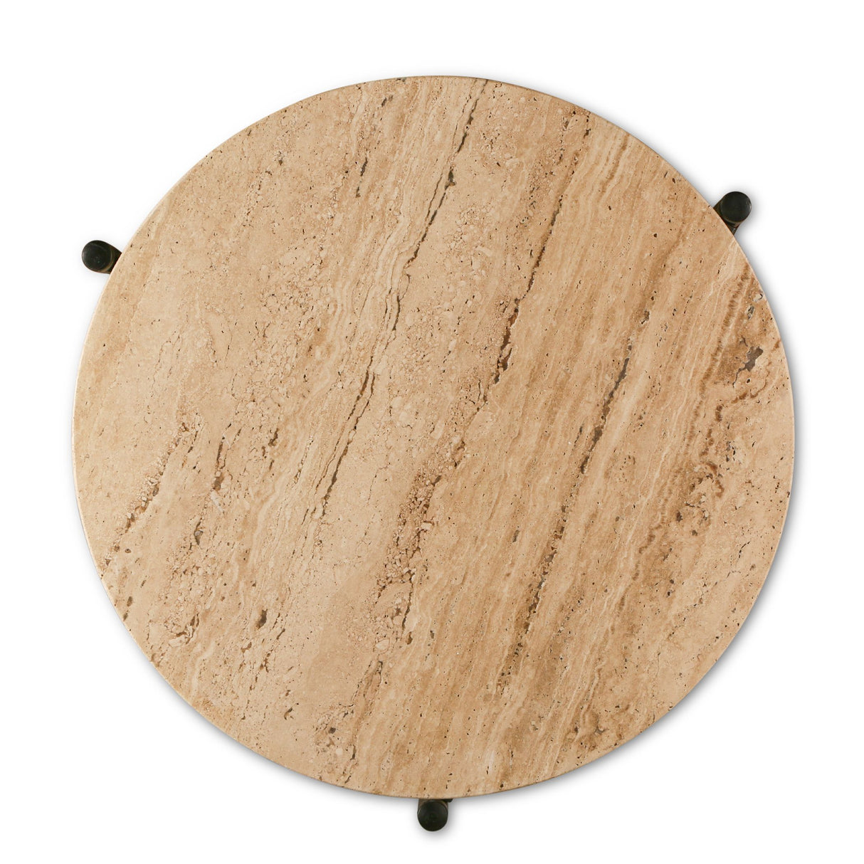 Nola 18" Side Table Table in Travertine Stone and Iron by Home Trends & Design at Eve Furniture
