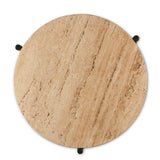 Nola 18" Side Table Table in Travertine Stone and Iron by Home Trends & Design at Eve Furniture