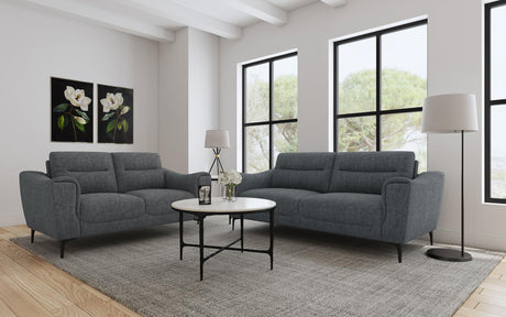 Nolan Charcoal Sloped Track Arm Loveseat by Coaster at Eve Furniture