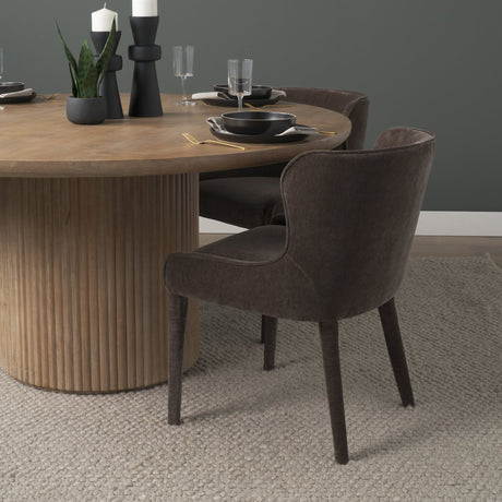 Nolan Slope Charcoal Chenille Dining Chair, Set of 2 by Mercana at Eve Furniture