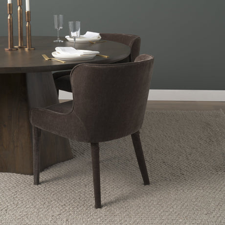 Nolan Slope Charcoal Chenille Dining Chair, Set of 2 by Mercana at Eve Furniture