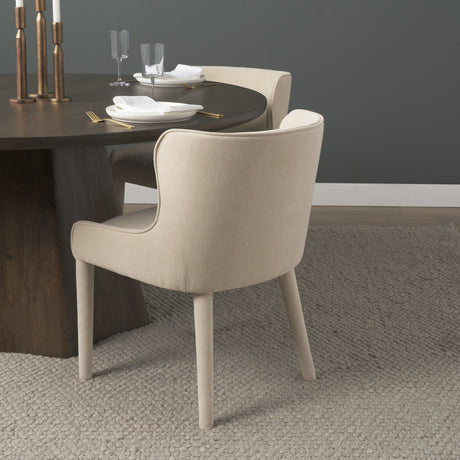 Nolan Slope Cream Chenille Dining Chair, Set of 2 by Mercana at Eve Furniture