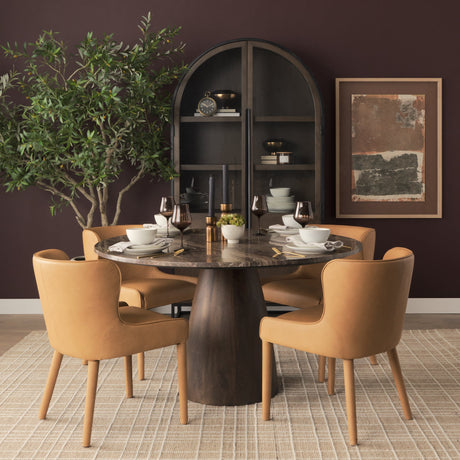 Nolan Slope Tan Leather Dining Chair, Set of 2 by Mercana at Eve Furniture