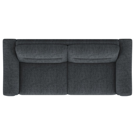 Nolan Upholstered Sloped Track Arm Sofa Charcoal by Coaster at Eve Furniture