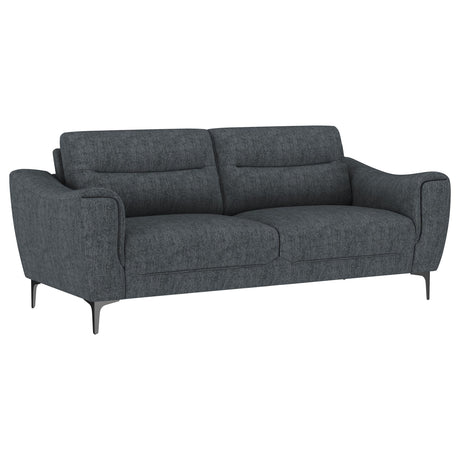 Nolan Upholstered Sloped Track Arm Sofa Charcoal by Coaster at Eve Furniture