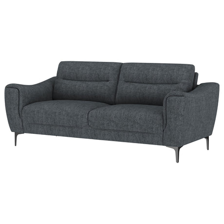 Nolan Upholstered Sloped Track Arm Sofa Charcoal by Coaster at Eve Furniture