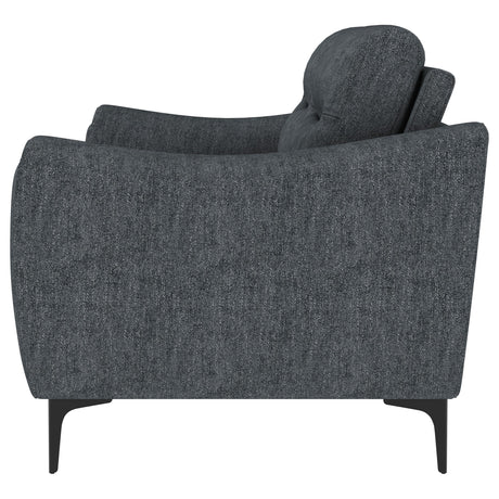 Nolan Upholstered Sloped Track Arm Sofa Charcoal by Coaster at Eve Furniture