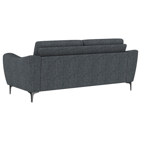 Nolan Upholstered Sloped Track Arm Sofa Charcoal by Coaster at Eve Furniture