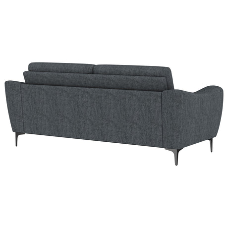 Nolan Upholstered Sloped Track Arm Sofa Charcoal by Coaster at Eve Furniture