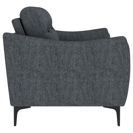Nolan Upholstered Sloped Track Arm Sofa Charcoal by Coaster at Eve Furniture