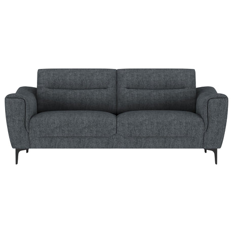 Nolan Upholstered Sloped Track Arm Sofa Charcoal by Coaster at Eve Furniture
