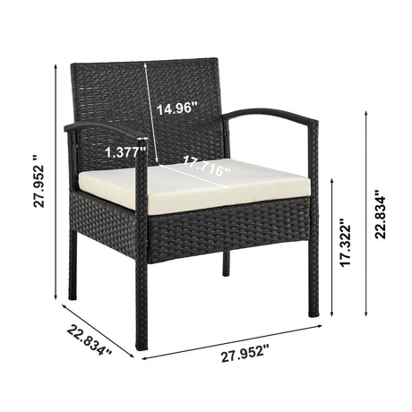 Noli Patio 2-Person Seating Group with End Table with Cream Cushions by Manhattan Comfort at Eve Furniture