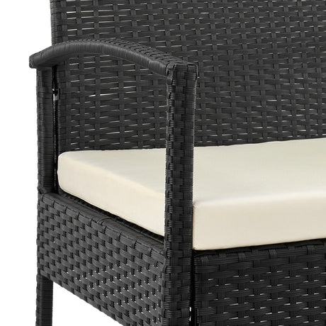 Noli Patio 2-Person Seating Group with End Table with Cream Cushions by Manhattan Comfort at Eve Furniture