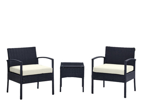 Noli Patio 2-Person Seating Group with End Table with Cream Cushions by Manhattan Comfort at Eve Furniture