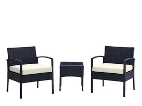 Noli Patio 2-Person Seating Group with End Table with Cream Cushions by Manhattan Comfort at Eve Furniture