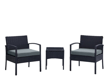 Noli Patio 2-Person Seating Group with End Table with Grey Cushions by Manhattan Comfort at Eve Furniture