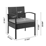 Noli Patio 2-Person Seating Group with End Table with Grey Cushions by Manhattan Comfort at Eve Furniture