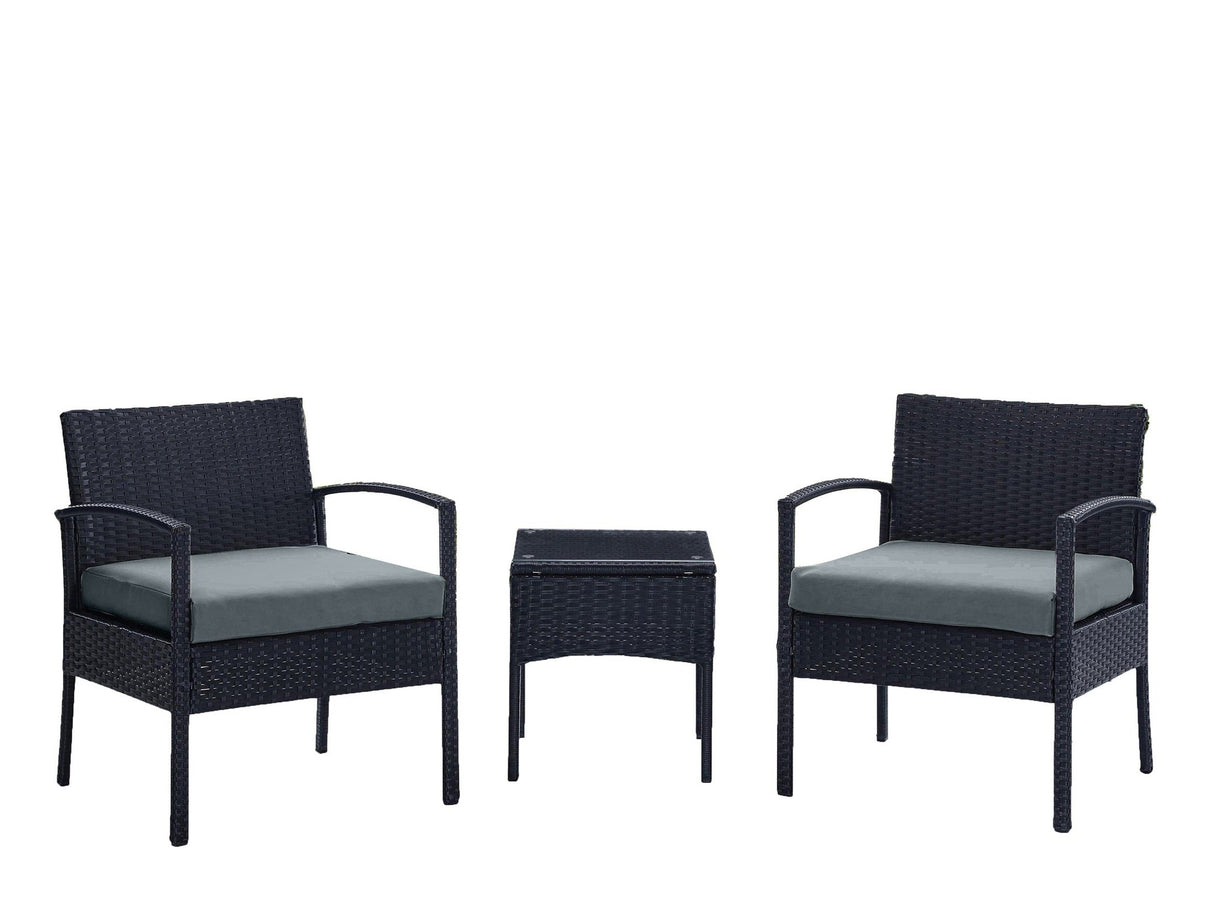 Noli Patio 2-Person Seating Group with End Table with Grey Cushions by Manhattan Comfort at Eve Furniture