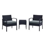 Noli Patio 2-Person Seating Group with End Table with Grey Cushions by Manhattan Comfort at Eve Furniture