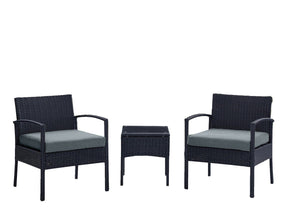 Noli Patio 2-Person Seating Group with End Table with Grey Cushions by Manhattan Comfort at Eve Furniture