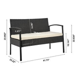 Noli Patio 4-Person Conversation Set with Coffee Table with Cream Cushions by Manhattan Comfort at Eve Furniture
