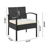 Noli Patio 4-Person Conversation Set with Coffee Table with Cream Cushions by Manhattan Comfort at Eve Furniture
