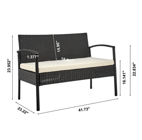 Noli Patio 4-Person Conversation Set with Coffee Table with Cream Cushions by Manhattan Comfort at Eve Furniture