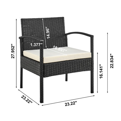 Noli Patio 4-Person Conversation Set with Coffee Table with Cream Cushions by Manhattan Comfort at Eve Furniture
