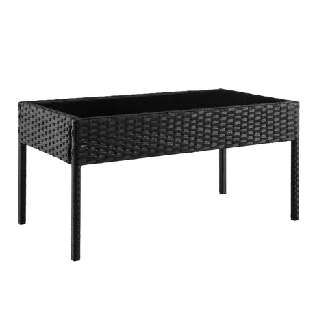 Noli Patio 4-Person Conversation Set with Coffee Table with Cream Cushions by Manhattan Comfort at Eve Furniture