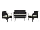 Noli Patio 4-Person Conversation Set with Coffee Table with Cream Cushions by Manhattan Comfort at Eve Furniture