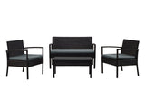 Noli Patio 4-Person Conversation Set with Coffee Table with Grey Cushions by Manhattan Comfort at Eve Furniture