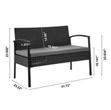 Noli Patio 4-Person Conversation Set with Coffee Table with Grey Cushions by Manhattan Comfort at Eve Furniture